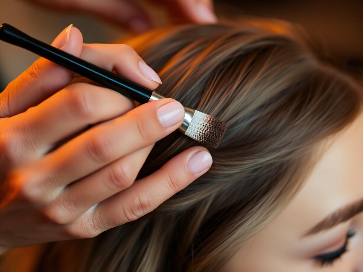Close-up of a lace front wig being installed